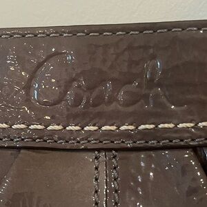 Coach Clutch Wristlet Patent Leather in Slate Grey. 12x6 inches.
